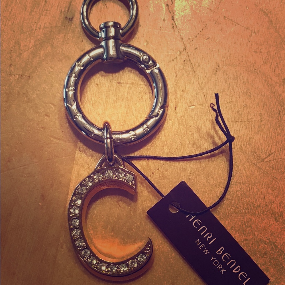 henri bendel Crystal 'C' Key Ring Charm